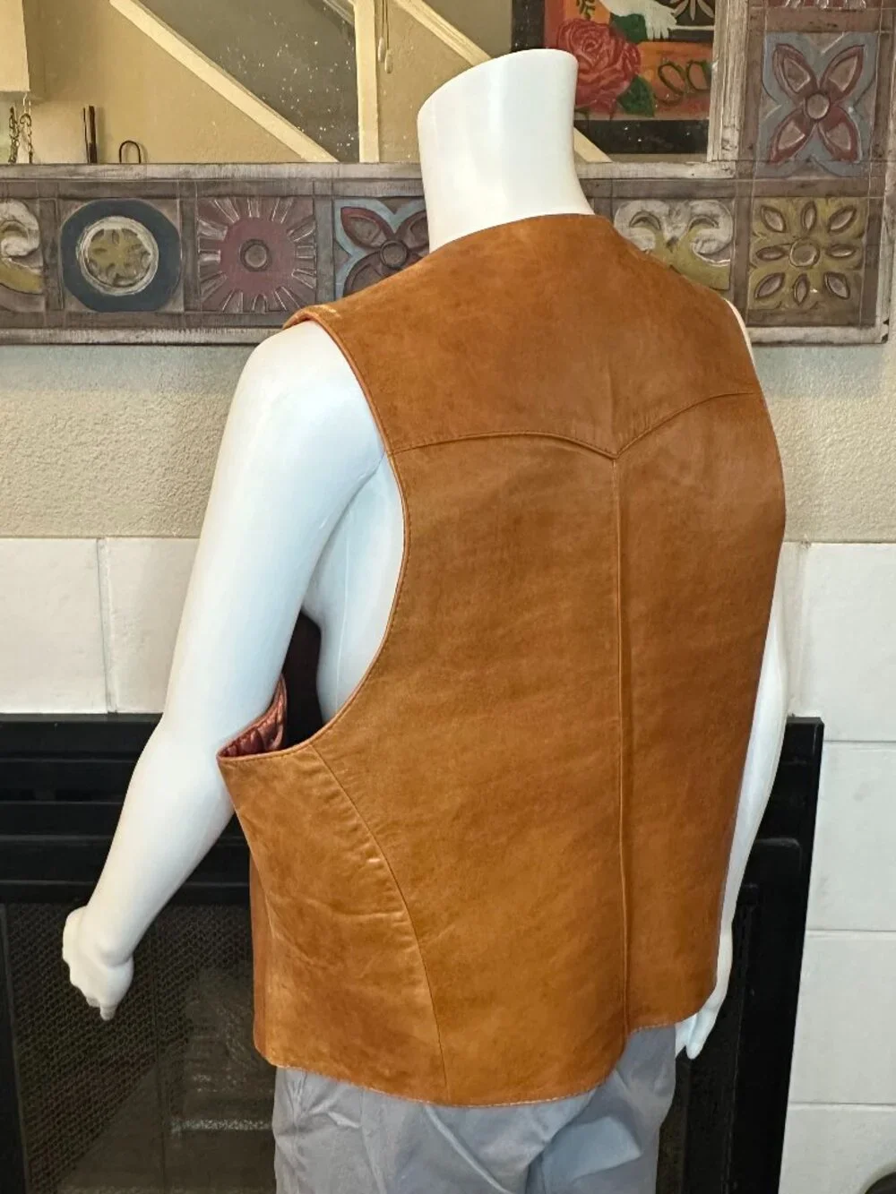 Vtg Remy Leather Fashions Men's Brown soft smooth Vest Size 46 Made in USA